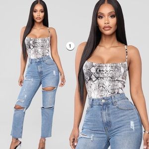 Snakeskin Cowl Neck Bodysuit